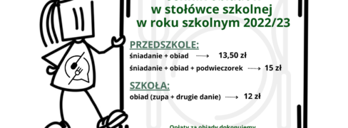 Cennik obiadów w stołówce szkolnej