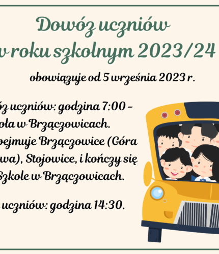 Dowóz w roku szkolnym 2023/24