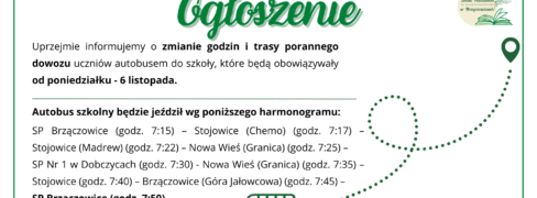 Zmiana godzin i trasy porannego dowozu